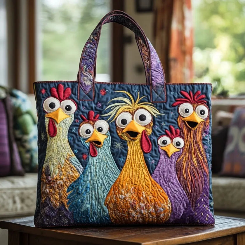 Gewatteerde Tas Vijf Kleurrijke Kippen