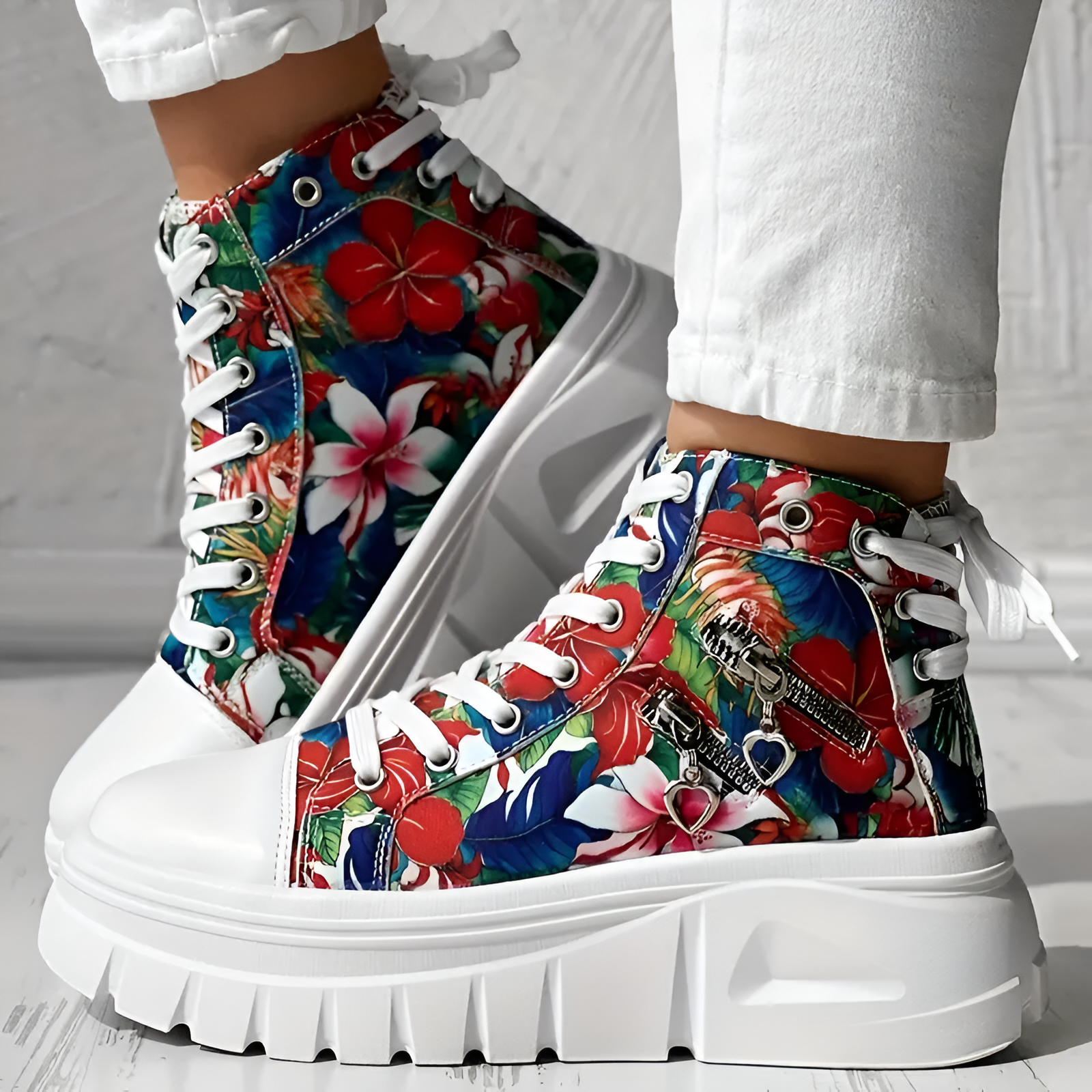 Elin | Orthopedische Hoge Sneakers met spijkerstof