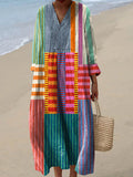 ELARA | MULTIKLEUR PATCHWORK MAXI JURK