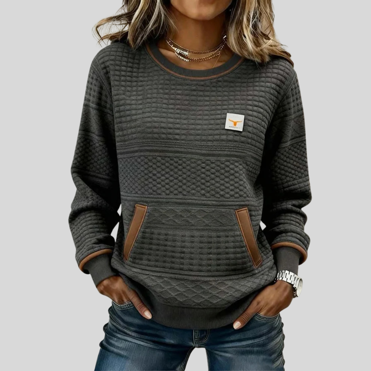 Lynn - Colorblock Hoodie met Ronde Hals