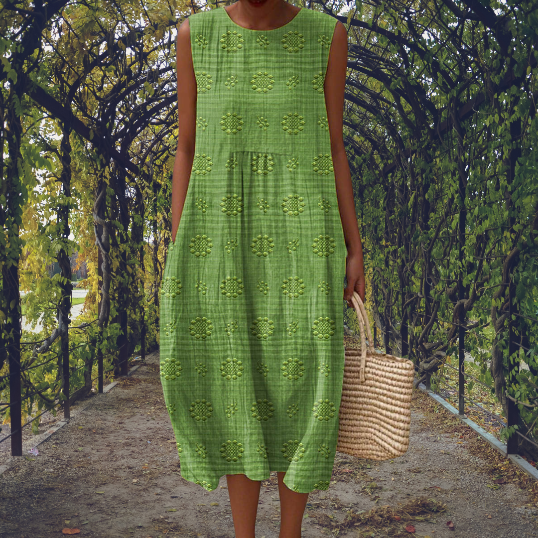 Laura – Elegant Mouwloze Jurk met Zakken