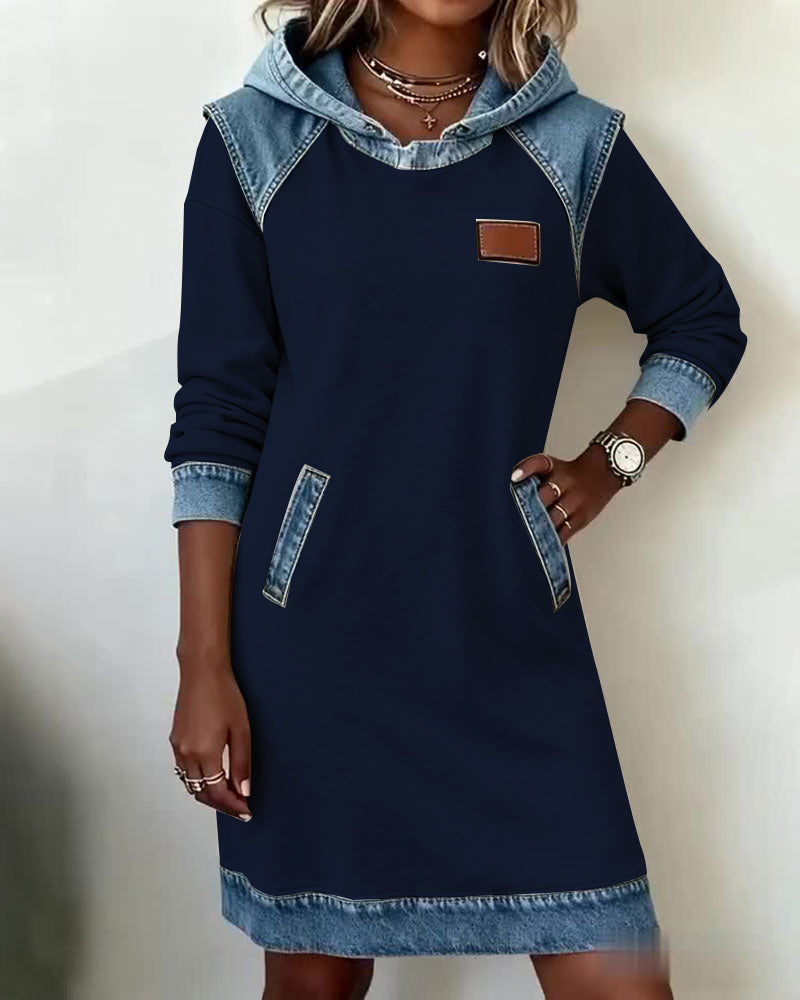 Hoodiejurk met contrasterende details