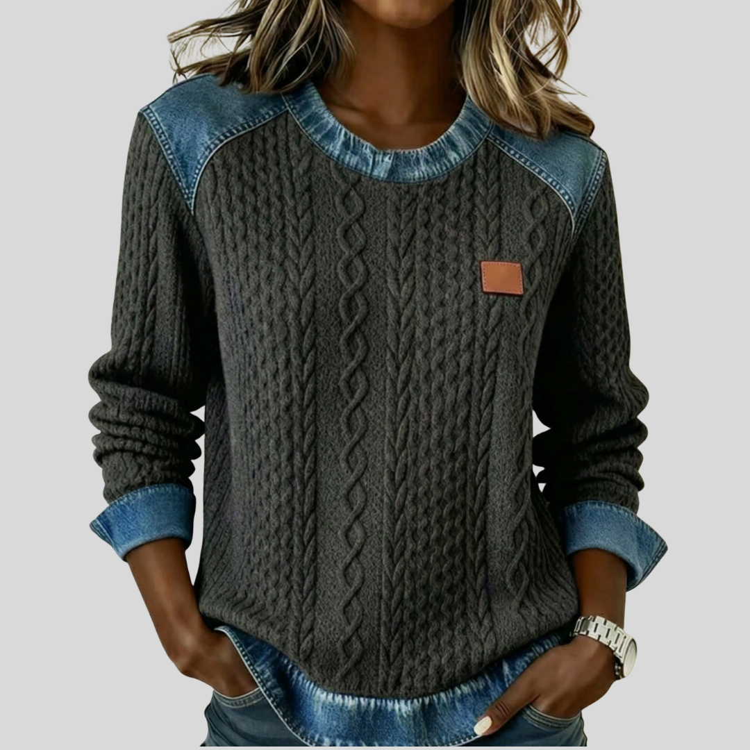 Yara - Gebreide Denim Trui