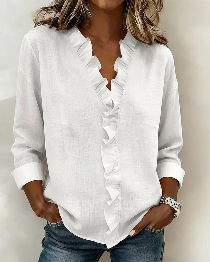 Isa - V-Hals Blouse met Ruches