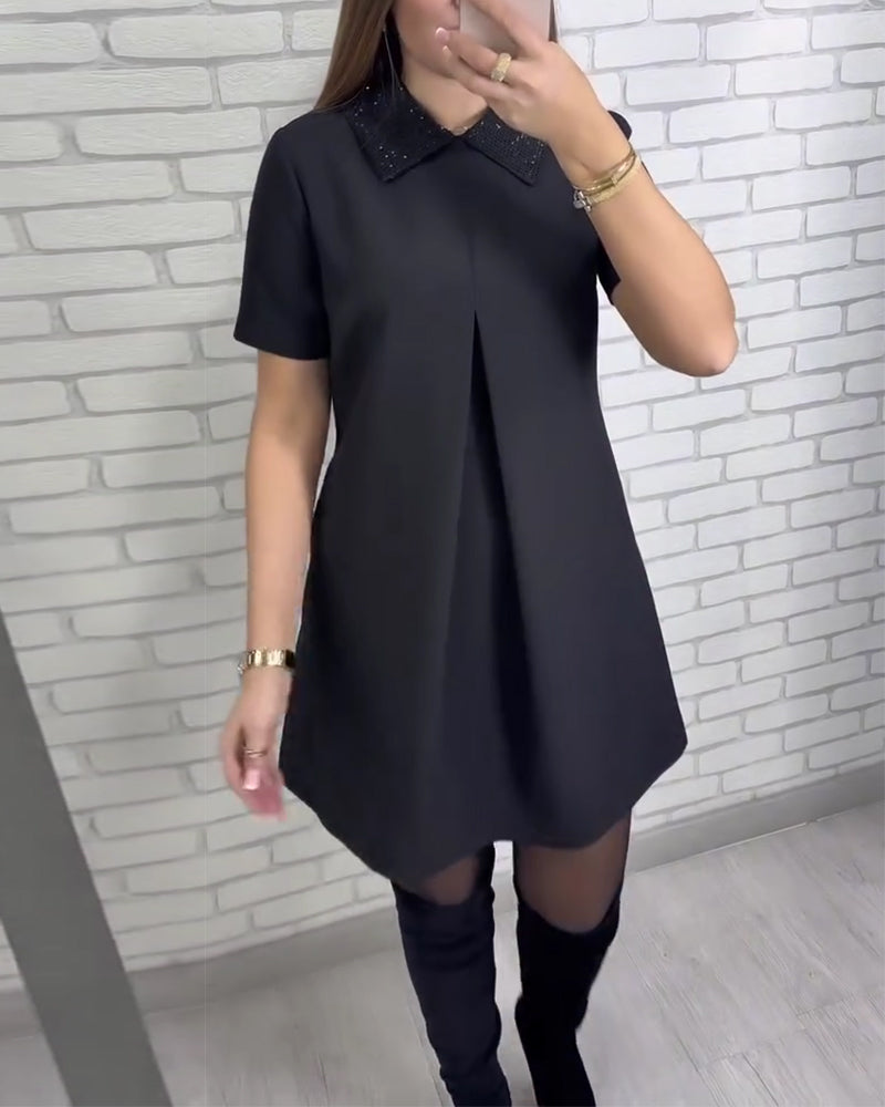Cora | Elegante Damesjurk met Opstaande Kraag
