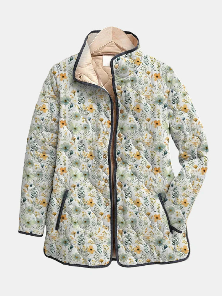 Gewatteerde Jas met Romantische Bloemenprint