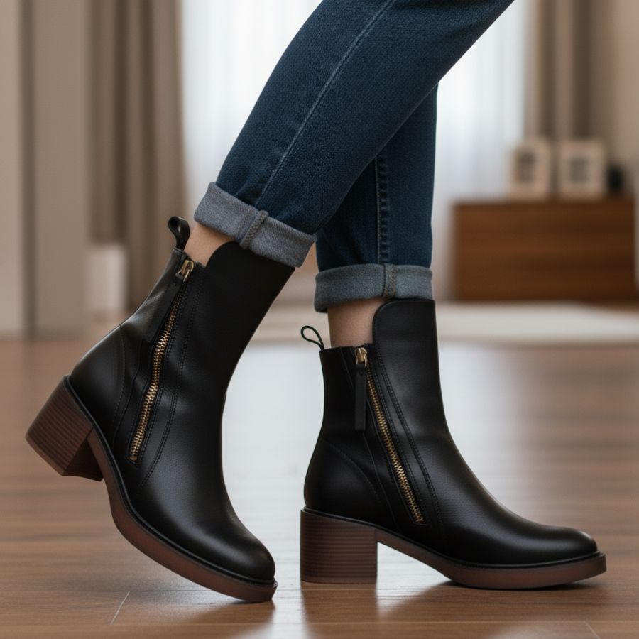 VALORINE | Zwarte Laarzen met Hak voor Comfort en Stijl