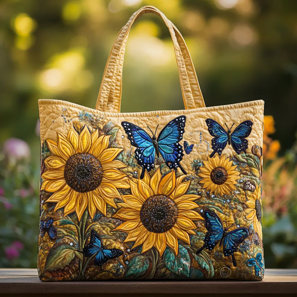 Gewatteerde Tas Zonnebloemen en Blauwe Vlinders