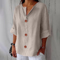 Emma - Ademende Linnen Blouse, Casual en Stijlvol (Beige)