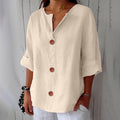 Emma - Ademende Linnen Blouse, Casual en Stijlvol (Crème)