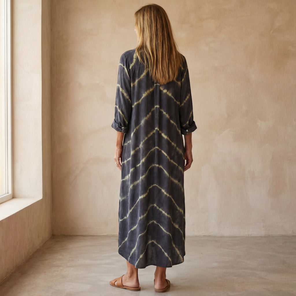 Bo - Boho Gestreepte Jurk met Lange Mouwen