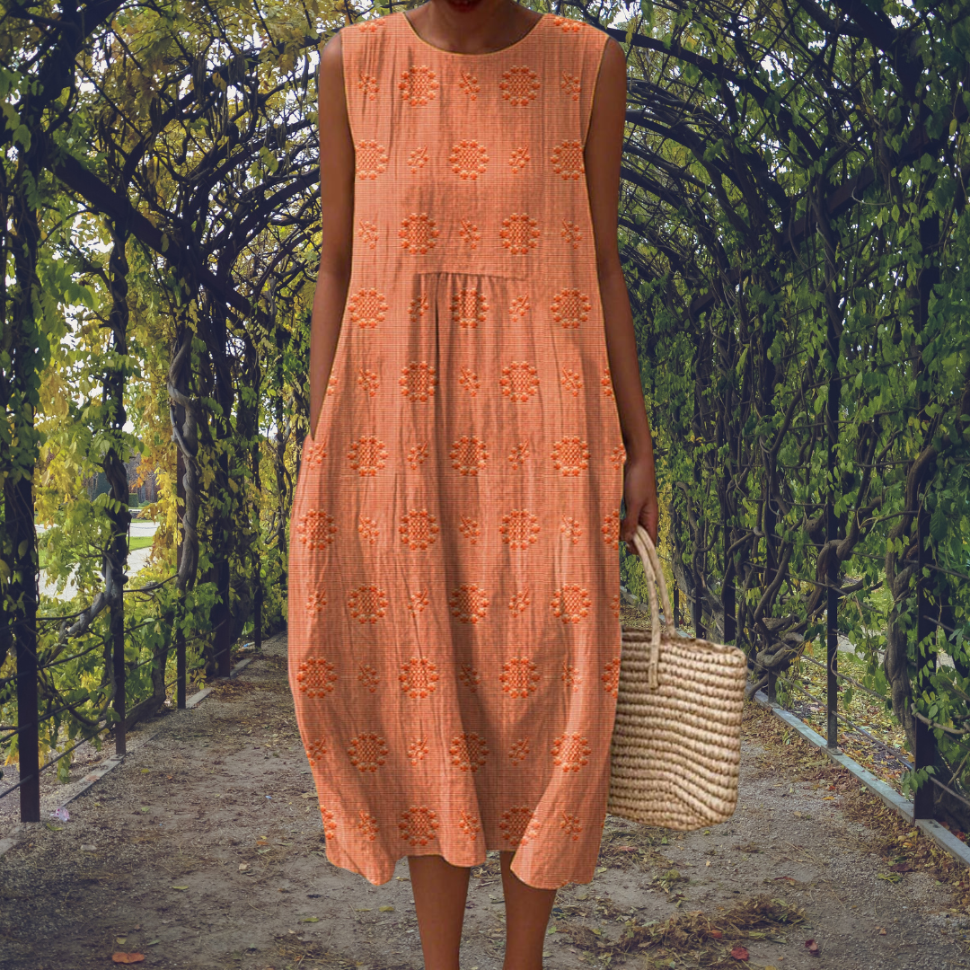 Laura – Elegant Mouwloze Jurk met Zakken