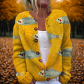 Bella - Vintage Gebreid Vest met Sardientjesprint