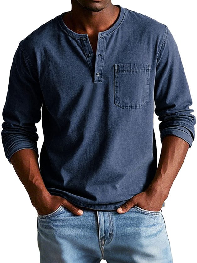 Finn - Vintage Casual Shirt (Marineblauw)