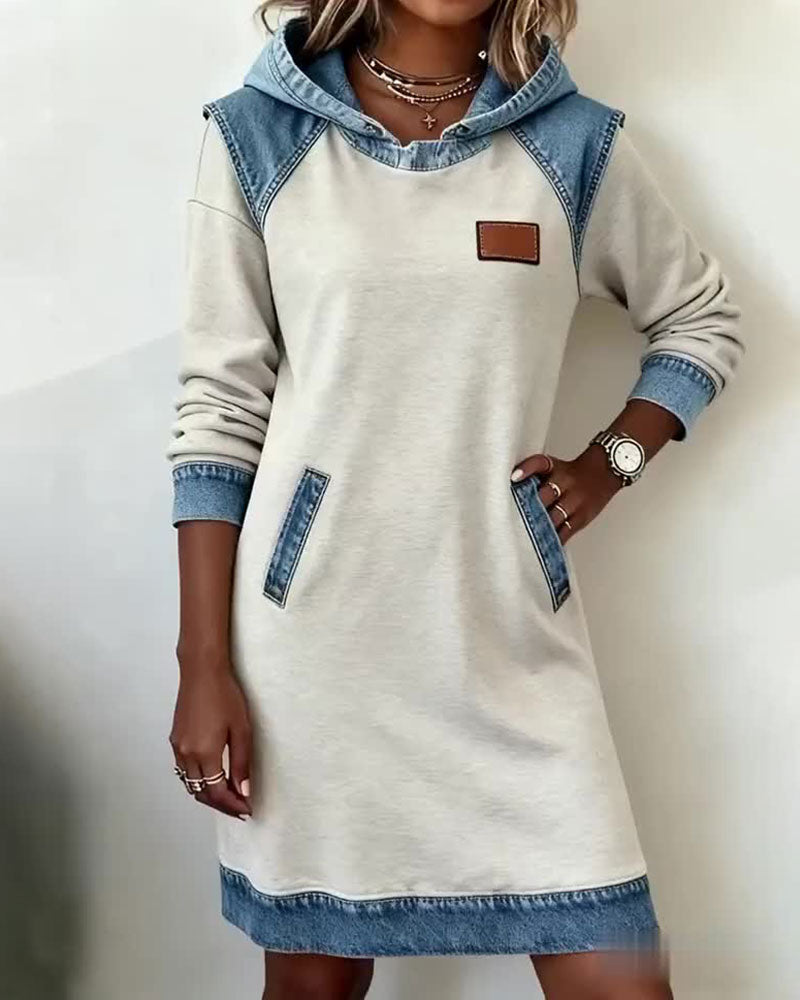 Hoodiejurk met contrasterende details