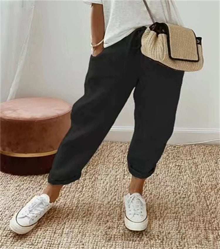 Sofie – Ademende Linnen Pantalon, Casual en Stijlvol (Zwart)