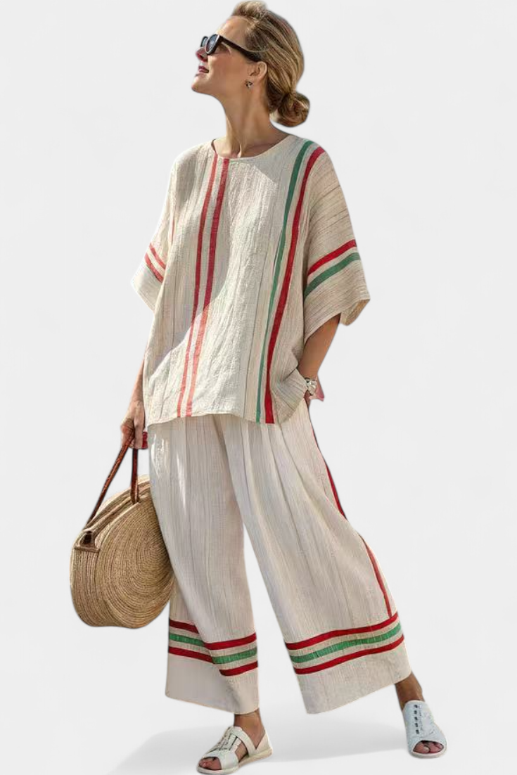 Bente - Comfortabele Boho Print Blouse & Losvallende Broek
