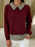 Maura – Trui met geruit kraagdetail