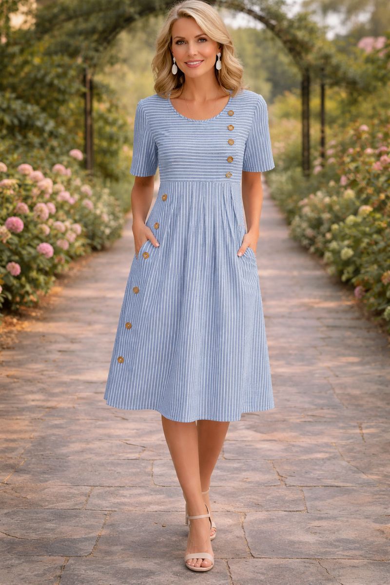 Wanda | Gestreepte Midi-Jurk