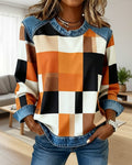 Trui met Ruit Patchwork en Contrastkleur