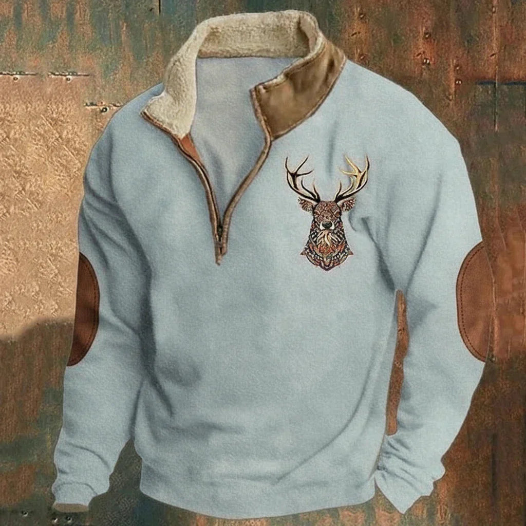 Roan | Pull Demi Zip Brodé Casual