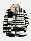 Gewatteerde Jas met Zwart-Wit Abstract Patroon