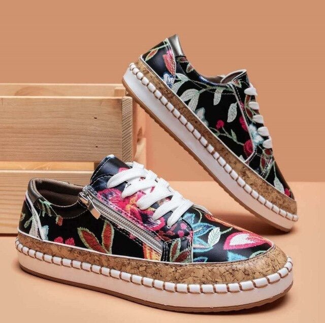 FLORIANA | Orthopedische Sneakers met Uniek Vintage Bloemontwerp