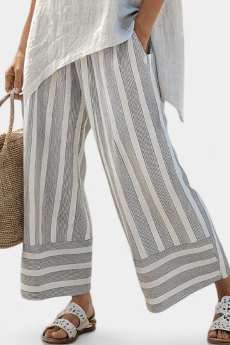 Sophie - Elegante Asymmetrische Blouse & Gestreepte Broek
