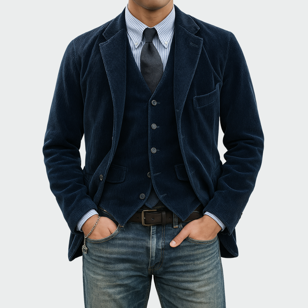 Tommy | 2-delige set: Blazer en Gilet van Fluweel