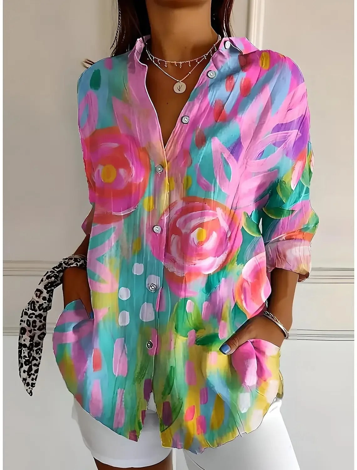 Liv - Levendige Artistieke Blouse met Knoopsluiting